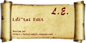 Létai Edit névjegykártya